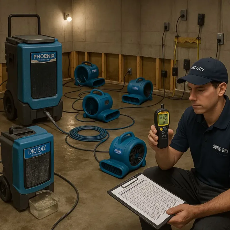 Structural Drying and Dehumidification process in Village of Campton Hills, IL